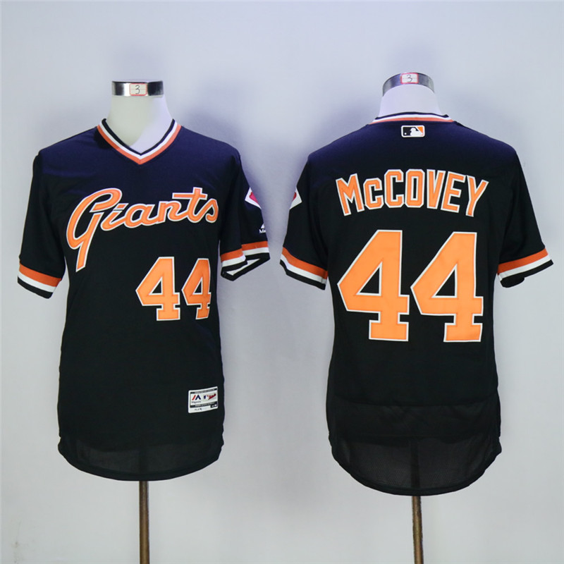 Men's San Francisco Giants #44 Willie McCovey Black Throwback Flexbase Stitched MLB Jersey